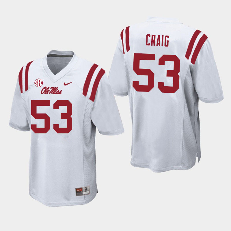 Men #53 Carter Craig Ole Miss Rebels College Football Jerseys Sale-White